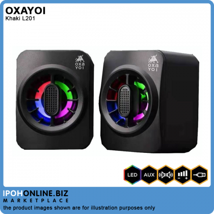 OXAYOI Khaki L201 Portable USB 2.0 Stereo LED Speaker OXAYOI Khaki L201 Portable USB 2.0 Stereo LED Speaker